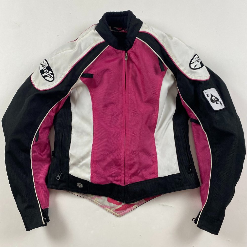 Joe Rocket Womens Armored Textile Motorcycle Jacket Size Small Pink Lined Nylon